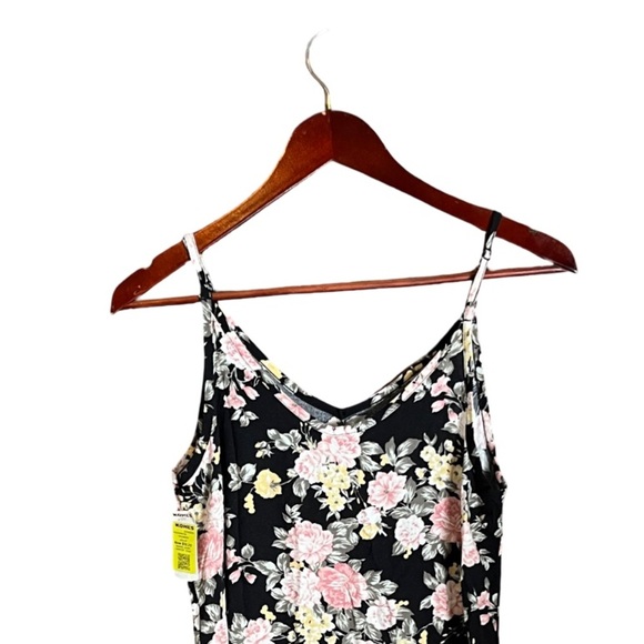 Wallflower Floral Slip Mini Dress | Adjustable Strap V-Neck Ruffle Hem Rayon NWT - Picture 7 of 14